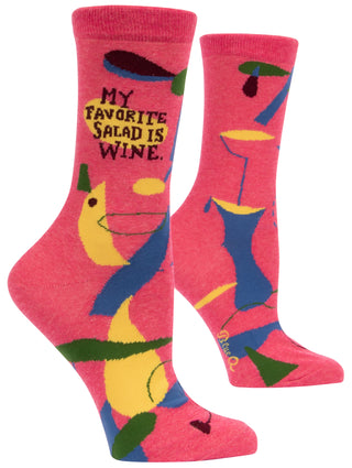My Favorite Salad Is Wine W-Crew Socks